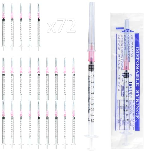 24 Pièces 1ml Seringue Plastique Seringue avec Aiguille à Bout Ronds Pour Ajouter et Mesurer Liquide Adaptée pour Laboratoire Scientifique Alimentation Animaux et Projets DIY Remplissage de Colle