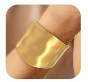 HolidayQbee Gold Bangle Bracelet for Women – Handmade Matte Open Wide Cuff Bangle, Sculptural Fade-Resistant Statement Jewellery for Everyday or Occasion Wear