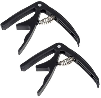 Gitarren Capo 2 Stück Verstellbar für E-gitarre, Metall und Abs | Schwarz, Gleichmäßiger Druck, Schneller Wechsel, für Folk und Country, Zubehör für Saiteninstrumente