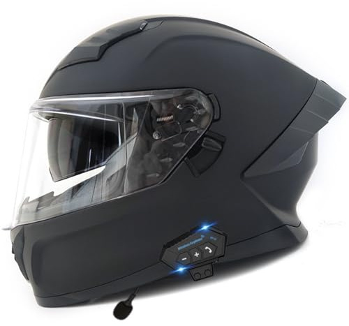 Casco Integrale Moto Vintage Approvato ECEDOT Caschi Bluetooth Moto con Doppia Visiera Caschi da Crash Motocross per Uomini E Donne Adulti Casco Integrale Racing Scooter Vintage D,XXL(63~64CM)