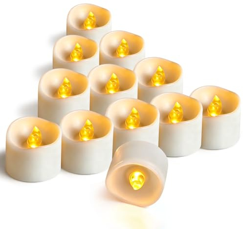 LED Teelichter mit Timer 12 Stück - Flackernde, batteriebetriebene Kerze | Auto 6h Ein/18h Aus - 200h Brenndauer, Realistisches Flammen-Imitat, LED Kerzen für Hochzeiten, Partys, Festivals(3.0x3.6CM)