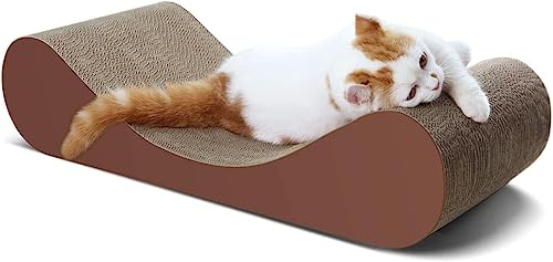 Kratzpappe Kratzbretter Katze für Katzen Katzenkratzbretter Katzenkratzer Karton Lounge Bett (Braun, Knochen, 60 * 24cm)