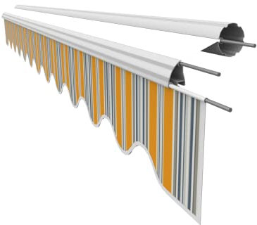 VANA Markisenstoff Volant für 6 m Markise Ersatzstoff Markisentuch Bespannung Sonnenschutz, nur Volant, fertig genäht, Maß 5,83 x 0,21 m, Design SPD040