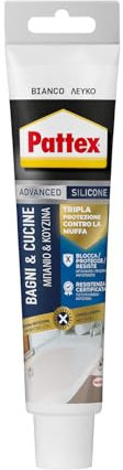 PATTEX Sigillante Bianco Bagni&Cucine 3x Protection, Silicone Bianco per Bagno Antimuffa, Silicone Impermeabile, Flessibile e a Lunga Durata, 1 Tubo da 50 ml
