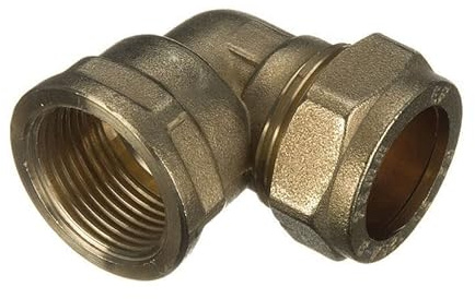 Codo paralelo de compresión hembra de 22 mm x 2,5 cm (también disponible en 8 mm, 10 mm, 12 mm, 15 mm, 22 mm, 28 mm, 35 mm, 42 mm, 54 mm, 3/20.3 cm, 1/2 pulgada, 3/10.2 cm, 3/10.2 cm, 3/10.2 cm, 2.5
