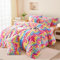 Boqingzhu Plüsch Bettwäsche 155x220cm Bunt Kuschelig Flauschig Warm Winter Flanell Fleece Bettwäsche Set Kaninchen Kunstfell Bettbezug mit Reißverschluss und Kissenbezug 80x80cm