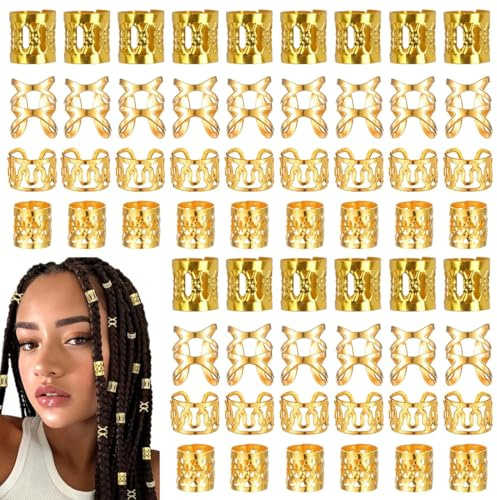 XUKZIMA 120 Pcs Dreadlock Perline Clip a Spirale Accessori per Capelli Intrecciati Decorazioni per Uomo e Donna Oro