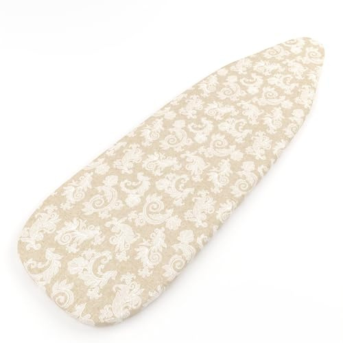 Encasa XO Ironing Board Cover with 4mm Extra Thick Felt Pad for Steam Press – Beige - (Fits Standard Boards of Large, 54x15) Elastic Fitting, Heat Reflective, Protective