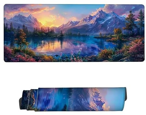 Large Mouse Mat 1200x600x3mm,Mouse Pad Lake Desk Mat,Gaming Mouse Pad Landscape Mouse Pads,Non Slip Desk Mat,Keyboard Mat with Water Resist Surface,Improved Precision and Speed,Desk Accessories RS-464