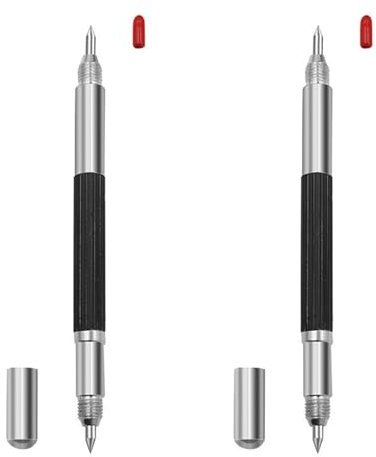 QZKJQDD 2 Stück Anreißwerkzeug Set, Anreissnadel aus Wolframstahl, Reißnadel für Metall, Gravierstift mit roter Schutzhülle, zum Anreißen und Gravieren von Metall, Glas, Keramikfliesen