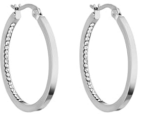 Purelei® Inner Shine Creoler örhängen – rostfritt stål 18K förgylld/roséguldpläterade eller silver – 30 mm Ø, 2 mm bred – damörhängen, Vanlig, Rostfritt stål, Abalone