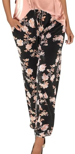 Haremshose Damen Lange Schlupfhose Boho Strandhose, Leicht Freizeithose Loose Sommerhose mit Taschen, S-5XL