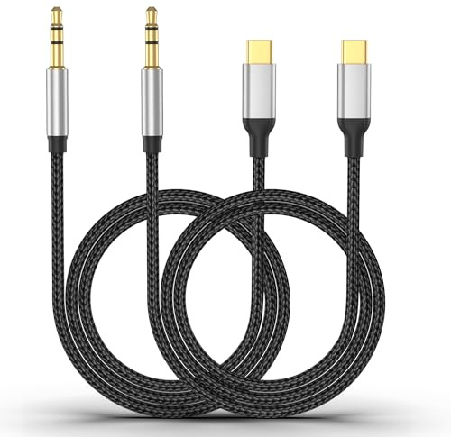 USB C to AUX Cable, 2 Pack USB C to 3.5mm Jack Audio Adapter Cord for Car | Type C to Aux Lead Compatible for Stereo/Headphone/Speakers with iPhone 17 16 15 Pro Max, Samsung Galaxy, Huawei(1m/3.3ft)
