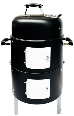 Joyagrill 40,6 cm BBQ Smoker Grill Integriertes Thermometer, Lüftungsschlitz und zwei Zugangstüren, mehrschichtiger Fleisch-Räuchergrill mit 3 hitzebeständigen Griffen, ideal für Outdoor-Kochen