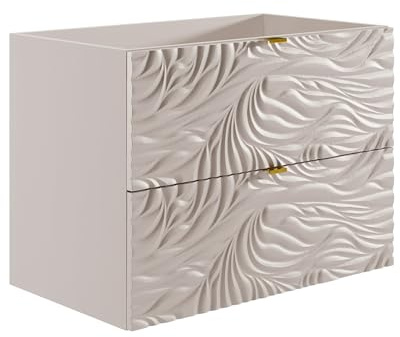Vente-unique - Meuble sous Vasque Suspendu texturé - Beige - 80 cm - RINAREL