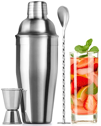 Zulay Kitchen cocktail professionale shaker con accessori - elegante martini shaker con misurazione jigger e miscelazione spoon - bevanda shaker bar set built-in filtro - 24 oz shaker set - best bar