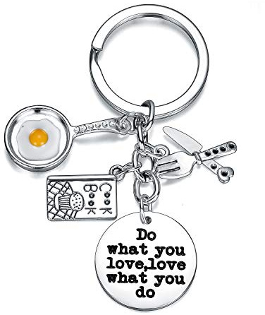 Waeceip Portachiavi con ciondolo a forma di chef, regalo creativo, utensili da cucina, regalo per donne, uomini, gioielli di compleanno, Portachiavi Do What You Love Chef, One Size