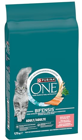 PURINA ONE | BIFENSIS | Chat Adulte Stérilisé | Croquettes | Aide à maintenir un système immunitaire fort | Au Saumon | Sac| 9,5Kg