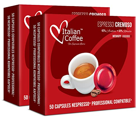 Italian Coffee 100 Capsule Caffè Cremoso Compatibile con Nespresso Professional