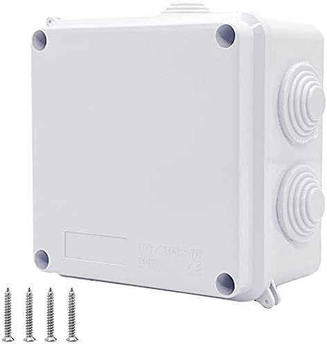 MABUSIYI IP65 Waterproof Junction Box, ABS Plastic Electrical Outdoor Junction Box, Waterproof Project Box for Electronic Cable (100*100*70mm), White