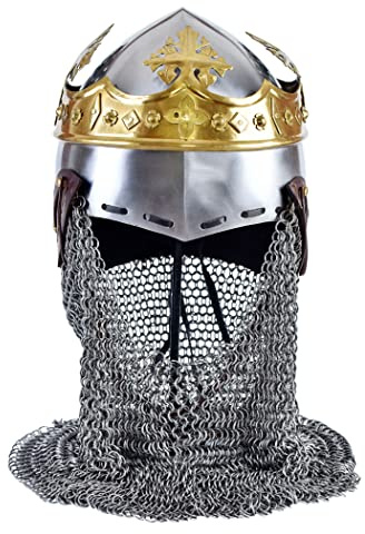 Battle-Merchant Helm von Robert Bruce, Mittelalter-Beckenhaube mit Brünne, 1,6 mm Stahl