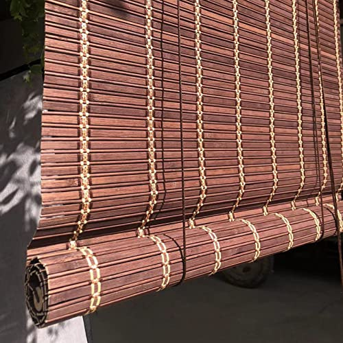 Retro Bambus Rollo Jalousine Bambusrollo,Natur Lichtfilter-Sichtschutz-Raffrollo-Holzrollo,Sonnenschutz und Sichtschutz Rollo Seitenzugrollo Für Fenster und Türen,Anpassbar (100x200cm/39x79in)
