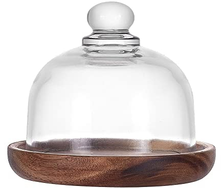 NBEADS Cupola da Dessert in Vetro con Base, Mini Domo Cake Cloche Cupola Vetrine Campane Cloche Display Server Vassoio per Cucina Festa di Compleanno Matrimonio, Diametro di la Campana di Vetro: 8cm