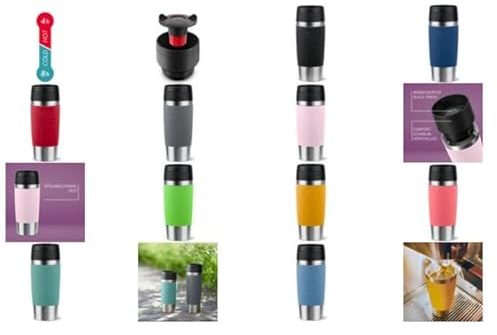 Emsa Travel Mug 360ml Classic Isolierbecher, Thermokaffeebecher to go, Komfort-Schraubverschluss, Edelstahl, 4h heiß und 8h kalt, dicht, spülmaschinenfest, 360°-Trinköffnung, koralle, N20209