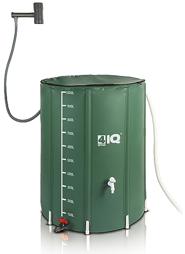 4IQ Group Faltbare Regentonne 1000 Liter - Regenfass mit Oberem Wasserhahn und Unterem Ablauf - Regentank Garten - Regenwasserbehälter Wetterfest