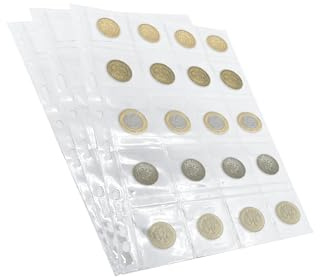 PCCB MINGT 10 Piezas Hojas Internas para Álbum de Monedas con 20 Ranuras, Estándar a 9 Foros, Páginas Insertables para Colección de Monedas y Suministros