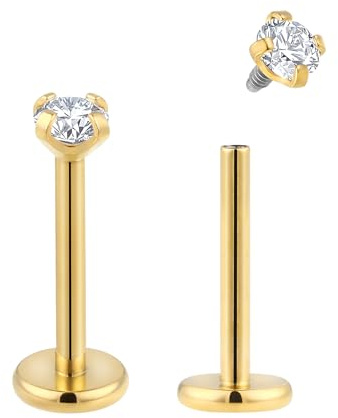 (6mm 18G) Titan Internt gängad Monroe Lip Ball Gem Labret Tragus Septum Näsa Helix Rook Brosk Örhängen Kroppspiercing Smycken