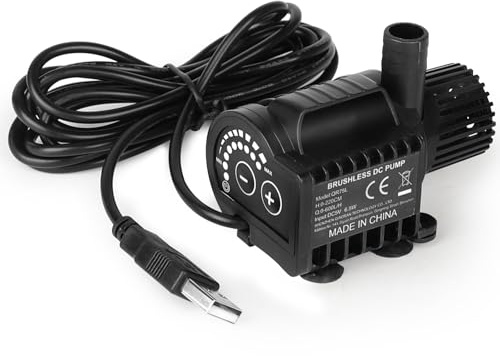 SWAWIS Bomba de Agua Sumergible Mini Bomba De Agua 600L/H 2,2M DC5V 6,5W Bomba Estanque con Control de Velocidad Bomba de Agua Pequeña Silencioso Bomba Agua para Acuario, Estanque Pecera, Fuente
