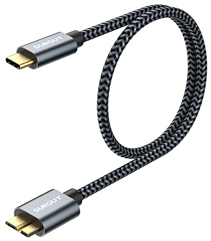 SUNGUY Cable USB C a Micro B, 0,5m USB3.1 10Gbps USB C macho a Micro B, cable de disco duro compatible con Toshiba, Seagate, WD,Galaxy S5 Note 3