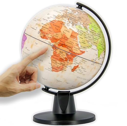 ORBIT Globes & Maps - Retro-Globus - 16cm Mini-Globus im antiken Vintage-Stil mit stabilem, schwarzem Standfuß, Kartenbild 2026 politisch, aktuelles deutsches Kartenbild
