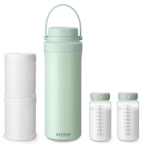 Glacière Lait Maternel Portable 600ml - Refroidissement 360° pour 24H de Fraîcheur - Inclut 2 Biberons de Stockage Réutilisables - pour Voyage et Extérieur