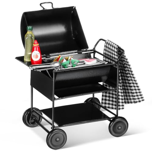 VICASKY Puppenhaus Miniatur Grill BBQ Grill Zubehör Miniatur- Für Mini-Haus Und Miniaturküche Sicheres Modell Mit Abgerundeten Kanten Für Realistische Szenen Und Wohnaccessoire 1 Set