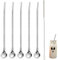 Cuchara Pajitas De Metal Inox Paja Revolviendo, Cuchara y Pajita, Cuchara Para Batir, Cuchara Para Batido, Cuchara Para Batido, Adecuada Para Batido, Batido, Cóctel, Café (6 Piezas)