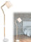 bmf-versand® Stehlampe Wohnzimmer Retro - Stehleuchte Textilschirm Holz - Standleuchte Schlafzimmer Höhe 172 cm - Standlampe Verstellbar - Leselampe Schlafzimmer Weißer Stoff Lampenschirm