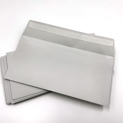 umschlag-discount - Buste formato DIN lungo, senza finestra, autoadesive, 22 x 11 cm, protezione dalla privacy, prodotte in Germania (grigio, DIN lungo)