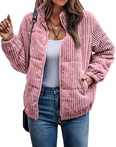 ASOMI Jacke Damen Kuschelige Fleecejacke Übergangsjacke Gefüttert Langarm Reißverschluss Herbst-Wintermantel mit Taschen