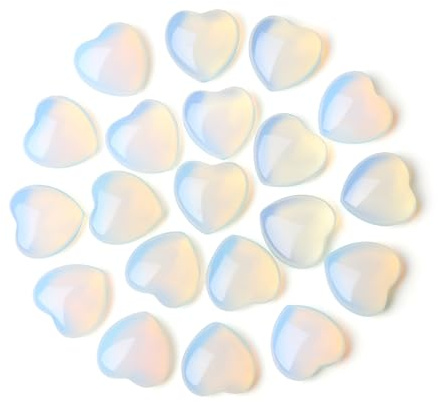 QINJIEJIE 20 Stück Opal Herz Edelsteine Heilung Kristall Set Natürliche Steine Herz Stein Reiki Kristalle für Meditation 0,6 Zoll