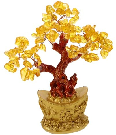 Garneck Kristall-geldbaum-Bonsai Mit Sockel Chinesischer Stil Tischdekoration Aus Harz Und Kristall Für Wohnzimmer Büro Geschenk Reichtumsbaum-schmuck Filigrane Dekoration