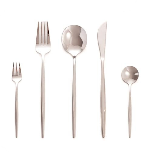 SWISON Juego de cubiertos 30 piezas completas para 6 personas, Set cubertería acero inoxidable con cuchara cuchillo y tenedor, Apto para lavavajillas