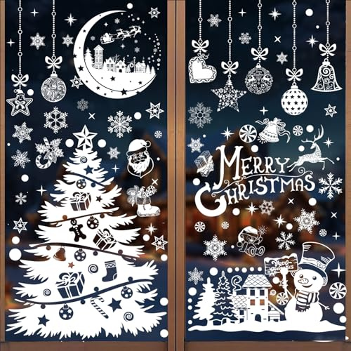 Fensterbilder Weihnachten Selbstklebend Schneeflocken Fensterdeko, Wiederverwendbare Statische Weihnachtsfensterbilder, Winter Fenstersticker Schneeflocken Fensteraufkleber Deko