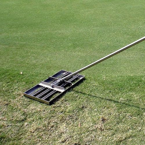 Rastrillo de nivelación de césped de acero inoxidable resistente, herramienta de nivelación de tierra y arena perfecta para césped, jardines, campos de golf, diseño duradero y ergonómico para un uso