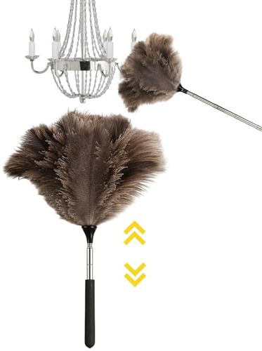 Staubwedel Teleskop Ausziehbar, Staubwedel Lang Waschbar, Spinnenwebenentferner, Ideal für Hohe Oberflächen, Deckenventilatoren und Empfindliche Einrichtungen