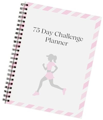 Planificateur de défi de 75 jours avec reliure à double spirale - 21 x 14 cm - Pour fitness, entraînement, régime, lecture, suivi - Journal d'entraînement pour adultes
