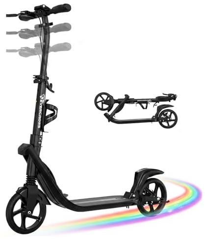 EVERCROSS K8 Stunt Scooter, Grande Roue 200mm Trottinette, Cityroller Réglable en Hauteur et Pliable, Stabiler Aluminium-Roller,Trottinette Sportive pour Enfants Jusqu'à 100kg, Double Frein
