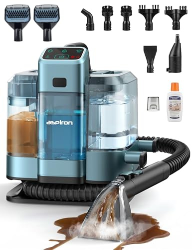 Steam Carpet Cleaner Machine with Hot/Cold Water & Steam Wash, Multifunctional Spot Cleaner, 20Kpa Powerful Suction, 300 ML Cleaning Solution for Carpet, Upholstery, Sofa, Pet Stains, Car
