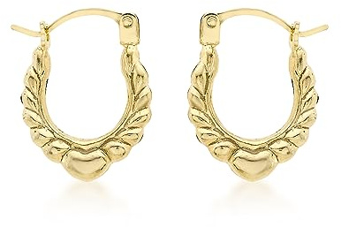 CARISSIMA Women's 9ct Yellow Gold Patterned Creole Earrings
